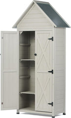 Outdoor Storage Shed with Floor & Adjustable Shelves, Wooden Garden Tool by HABAU