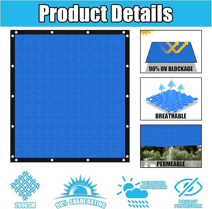 Amagenix 90% Pergola Shade Cover 5' X 13' Sun Shade Cloth - Image 3