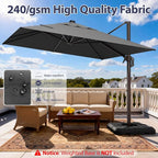 9' X 12' Cantilever Patio Umbrella Rectangle Outdoor Umbrella, 6-Level Tilt & - Image 5