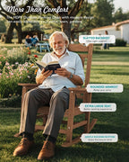 SERWALL Oversized Outdoor Rocking Chair, Patio HDPE Rocking Chair, All Weather - Image 7
