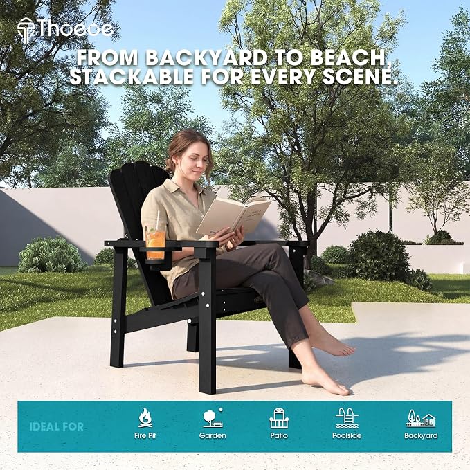 THOEOE Stackable Adirondack Chair Set of 6, Fire Pit Chairs, Space Saving - Image 7