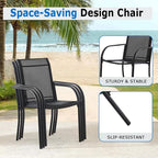 Outdoor Dining Chairs Set of 4, Stackable Patio Chair - Image 3