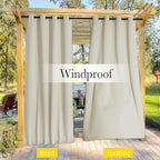 NICETOWN Outdoor Curtains for Patio Waterproof & Windproof W100xL108 Beige | - Image 6