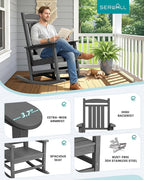 SERWALL Rocking Chair Outdoor, Oversized HDPE Patio Rocking Chairs, Yard | - Image 5