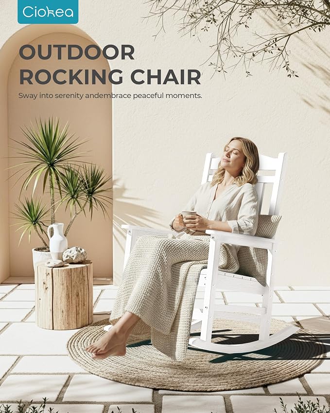 Oversized Outdoor Rocking Chairs Set of 3, 380lbs Heavy-Duty Large Patio Rocker - Image 8