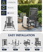 Oversized Outdoor Rocking Chairs Set of 2, HDPE Porch Rockers - Image 7