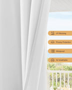 Outdoor Curtains for Patio Waterproof Rod Pocket 4 Pcs 54x95 Inch White | - Image 4