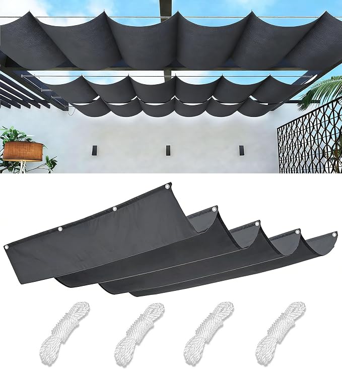 Retractable Waterproof Wave Awning Cover 6' x 11' by WoaceSunShadeSail