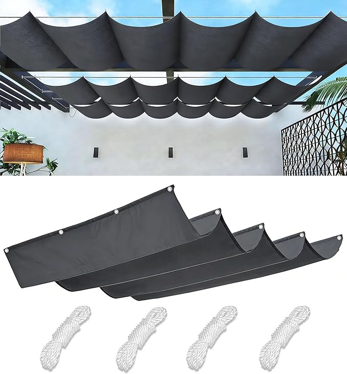Retractable Waterproof Wave Sun Shade Canopy Pergola Cover Shade Sail Awning 3' by WoaceSunShadeSail