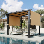 Aoxun 10'x10' Outdoor Retractable Pergola, Heavy Duty Metal Frame Pergola by Aoxun