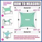 8' x 8' Black Sun Shade Sail UPF50 Square smTAPR0816 Canopy Fabric Cloth Screen - Image 6