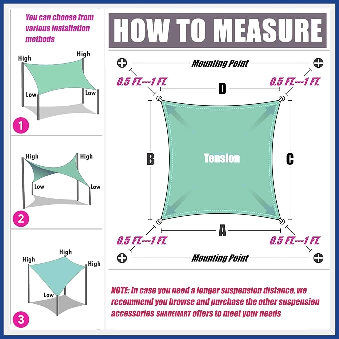 12' x 19' Beige Sun Shade Sail UPF50 Rectangle smTAPR0816 Canopy Fabric Cloth - Image 6
