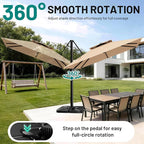 12×12 FT Double-Top Cantilever Patio Umbrella, Outdoor Umbrellas - Image 3