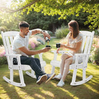 VINGLI Heavy Duty 600 LBS Outdoor Wooden Rocking Chair - Image 7