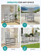 SERWALL Outdoor Rocking Chair Set of 4, Patio Rocking Chair, Light Gray | HDPE - Image 9