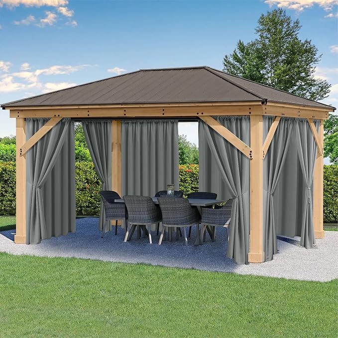 Outdoor Curtains for Patio Waterproof Rod Pocket 6 Pcs 54x84 Inch Grey | by HolidayIdeas