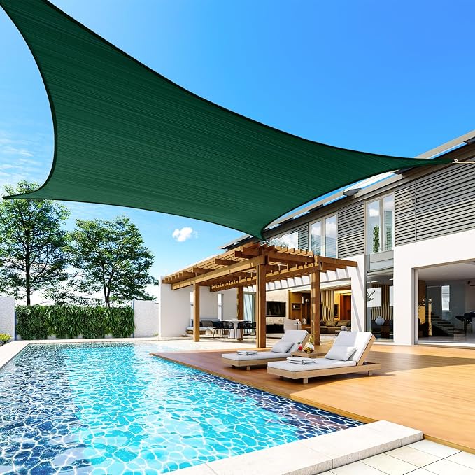 Quictent Sun Shade Sail for Patio w/Hardware Kit 185GSM 20x20ft Green | Square - Image 7
