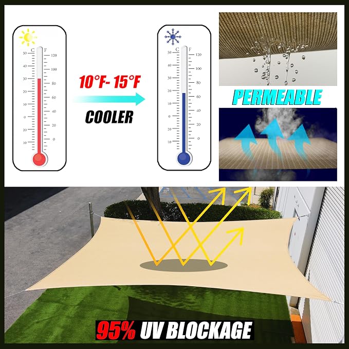 Royal Shade 10' x 21' Custom Size Red Rectangle Sunshade Sail - Image 2