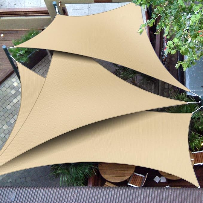 Patio Paradise 16' x 16' x 15'10" Sun Shade Sail Triangle Canopy, Permeable - Image 4