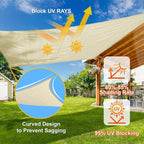Sun Shade Sail 12'x15' Butter Cream Rectangle Custom Size | 95% UV Block - Image 4
