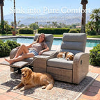 Oversized 3 Pieces Wicker Outdoor Recliner Loveseat - Image 5