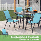 Outdoor Patio Chairs Set of 6 Stackable Dining Chairs All-Weather Textilene - Image 6