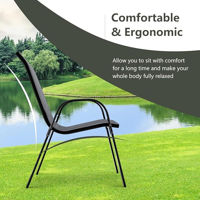 MEDIMALL Patio Chairs, Stackable Patio Chairs Set of 4, Outdoor Dining Chairs - Image 6