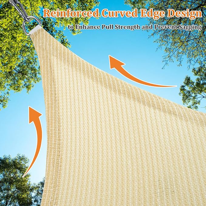 Shade&Beyond Custom Sun Shade Sail 13'X15'X19.8'Triangle Sun Sail Shades Patio - Image 5