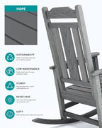 SERWALL Outdoor Rocking Chair, HDPE Rocking Chair Outdoor, Unique Gray - Image 6