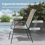 PHI VILLA Outdoor Stackable Dining Chair Set of 4, Textilene Mesh & Metal | - Image 7