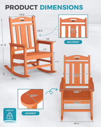 Oversized Outdoor Rocking Chairs Set of 2, 380lbs Heavy-Duty Large Patio Rocker - Image 3