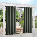 NICETOWN 2 Panels Greyish Green Blackout Bottom Weighted Outdoor Curtains by NICETOWN