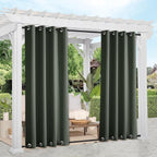 NICETOWN 2 Panels Greyish Green Blackout Bottom Weighted Outdoor Curtains by NICETOWN