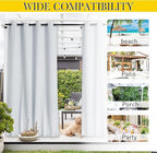 NICETOWN Outdoor Curtains Waterproof & Windproof W100xL108 Greyish White | - Image 7