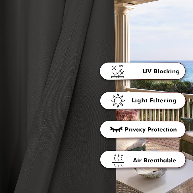BONZER Outdoor Curtains for Patio Water Resistant Heavy Privacy | Light - Image 4
