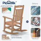 Oversized HDPE Outdoor Rocking Chair Set of 2, All-Weather, Teak | Heavy Duty - Image 8
