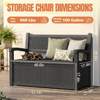 Storage Bench Outdoor Deck Box, 100 Gallon Lockable Patio Furniture | - Image 5