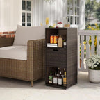 Tangkula Rattan Outdoor Storage Cabinet, Patiojoy Outdoor Wicker Cabinet - Image 7