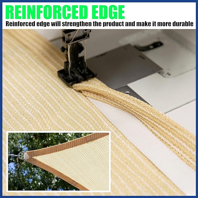 13' x 13' Grey Sun Shade Sail UPF50 Square smTAPR0816 Canopy Fabric Cloth Screen - Image 5