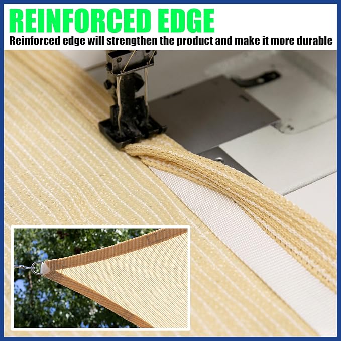 10' x 12' Grey Sun Shade Sail Rectangle SMSLR Canopy Fabric Cloth Screen - Image 5
