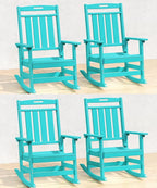Oversized HDPE Outdoor Rocking Chair Set of 4, All-Weather, Aruba | Heavy Duty by Plawdlik