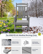 Oversized Outdoor Rocking Chair Set of 6, Porch Rockers, Light Gray | - Image 4