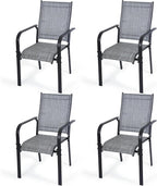Patio Dining Chairs Set of 4, All-Weather High Back Textilene Stackable Chairs by DELMANGO