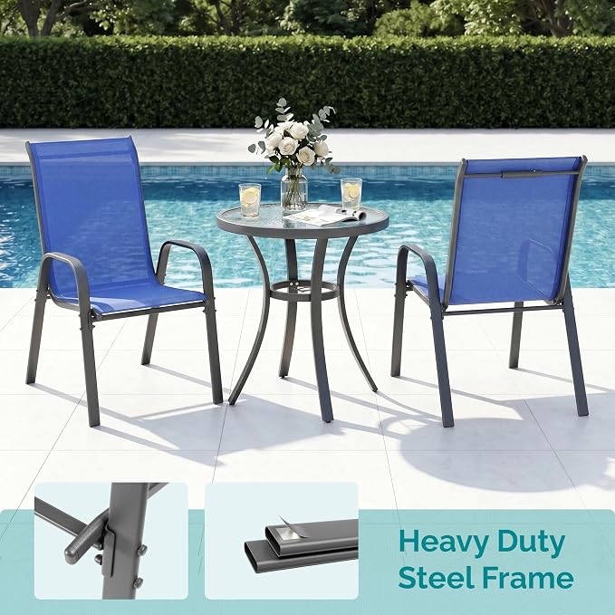 MAMIZO Patio Dining Chairs, Stackable Textilene Chair Set of 8, - Image 5