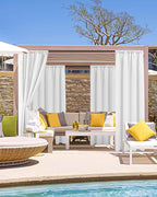 Outdoor Curtains for Patio Waterproof Rod Pocket 6 Pcs 54x84 Inch White | - Image 2