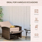 Outsunny Outdoor Wicker Swivel Recliner Chair, - Image 7