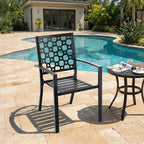 Patio Dining Chairs Set of 2, Stackable Metal High Back Chairs Set - Image 8