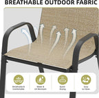 Patio Chairs Set of 2, Outdoor Stackable Dining Chairs - Image 4