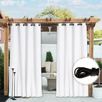 NICETOWN Outdoor Curtains Waterproof Fixed Bottom W52xL95 Prue White | Thermal - Image 4