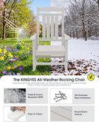 Oversized Outdoor Rocking Chairs Set of 4, HDPE Porch Rocker - Image 5